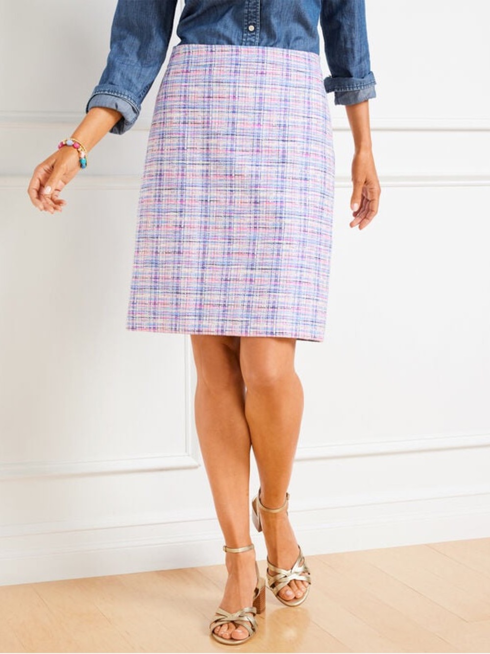 Talbots TWEED A-LINE SKIRT - MULTI PLAID